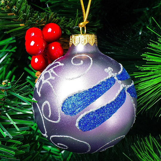 Елочный шар 8 см, стекло, с ручной росписью, 160305808