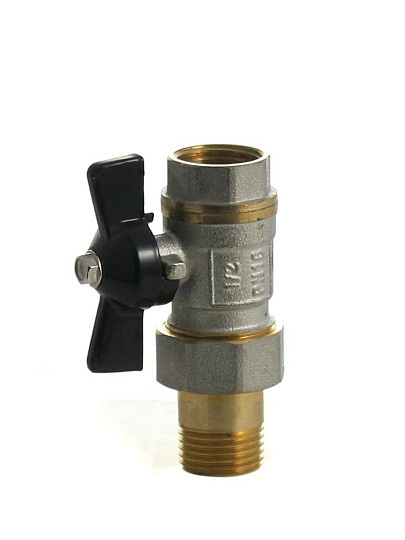 Кран для воды с американкой 1/2'', прямой, ручка-бабочка, Frap