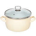 Кастрюля эмалированная сталь, 4 л, крышка стекло, Сантэкс, Беж, 1-2440111, индукция