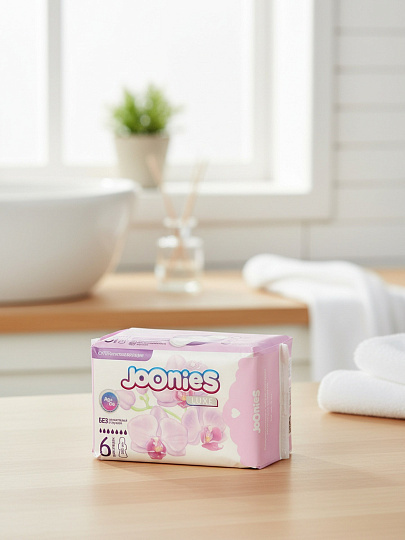 Прокладки женские Joonies, Luxe, ночные, 6 шт, супервпитывающие