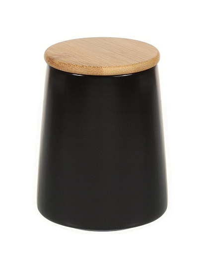 Банка для сыпучих продуктов, керамика, 0.7 л, 8.7х10.5х13.3 см, с крышкой, Черная, Y4-5036