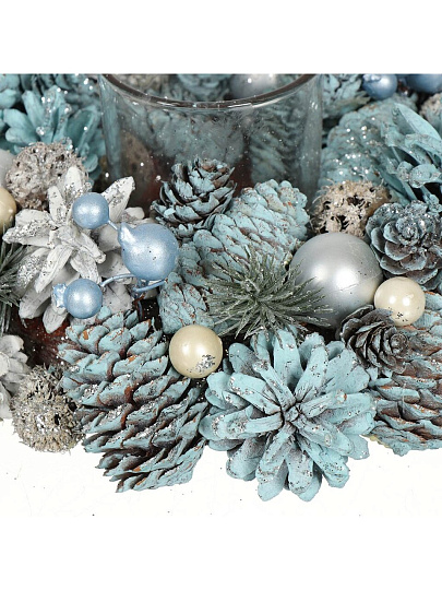 Подсвечник декоративный 1 свеча, 23х8.5 см, голубой, SYSGL-462101