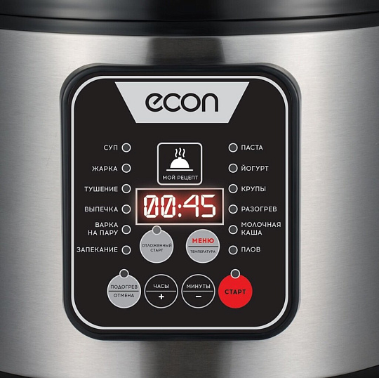 Мультиварка Econ, ECO-50MC, 12 программ, 5 л, 900 Вт, тефлоновое покрытие чаши, антипригарное покрытие