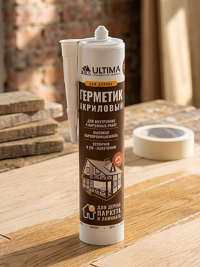 Герметик акриловый, для дерева, Ultima, ULTK300, 300 мл, красное дерево