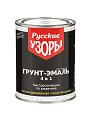Грунт-эмаль Русские узоры, 4в1, по ржавчине, быстросохнущая, алкидная, полуглянцевая, синяя, 0.8 кг
