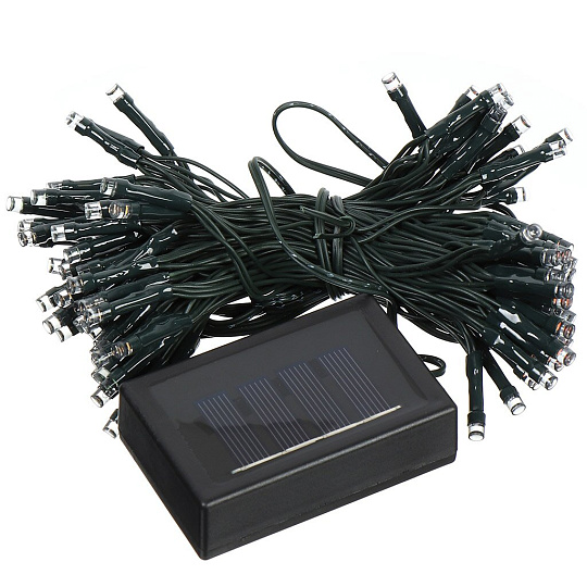 Гирлянда садовая ФАZА, SLR-G01-100W, на солнечной батарее, наземная, пластик, холодный белый свет