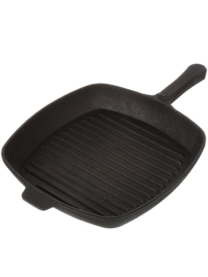 Сковорода-гриль чугун, 28 см, Гурман, DavrMetall, с литой ручкой, квадрат, индукция