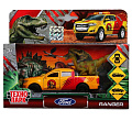 Машина Технопарк, Ford ranger пикап, 12 см, инерционная + динозавр 9 см, SB-18-09-FR+DINOWB