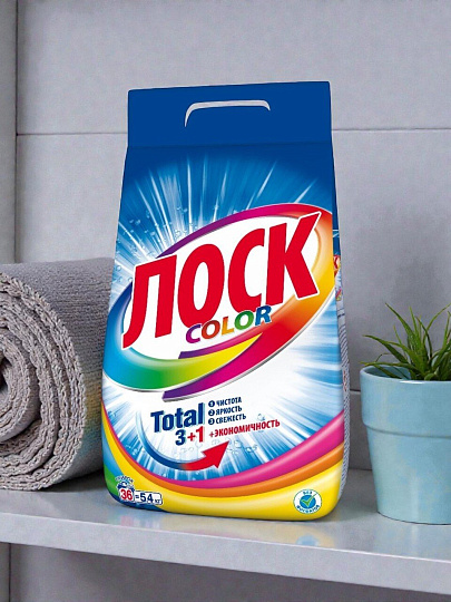Стиральный порошок Лоск, 5.4 кг, автомат, для цветного белья, Color