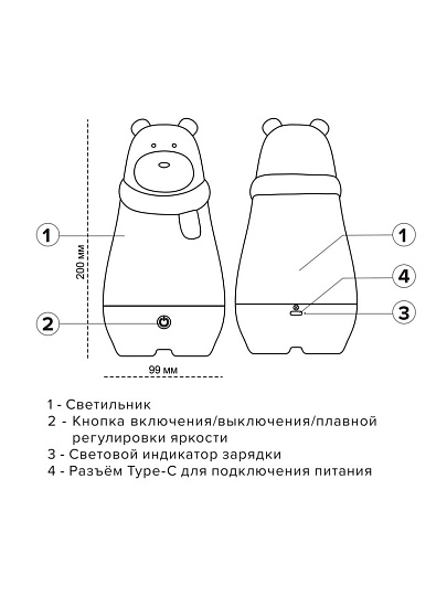Светильник-ночник JazzWay, Мишка, настольный, пластик, 4.1 Вт, с выключателем, 3000К, синий, 5061248