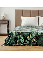 Плед евро, 200х220 см, велсофт жаккард, 100% полиэстер, Silvano, Пальмовый лист, зеленый, 200/142-CLF/LA