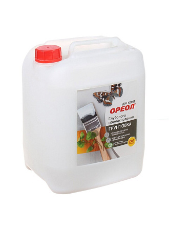 Грунтовка водно-дисперсионная, акриловая, Ореол, Дисконт, глубокого проникновения, для внутренних и наружных работ, 5 кг