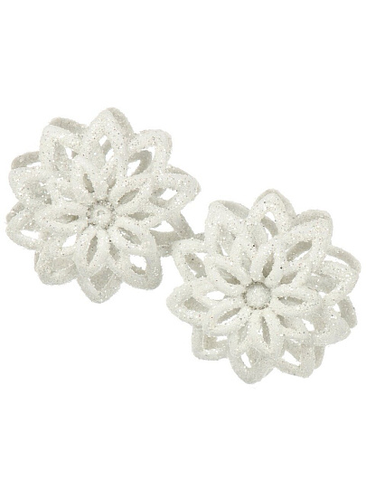 Набор елочных украшений Снежинки, 2 шт, белый, 5.5 см, пластик, объемные, Y4-9396