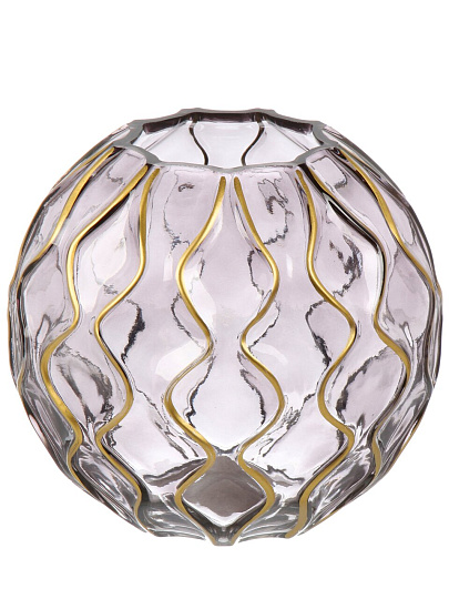 Ваза стекло, настольная, 20*20*18 см, Абстракция, серый с золотом, Y4-11054