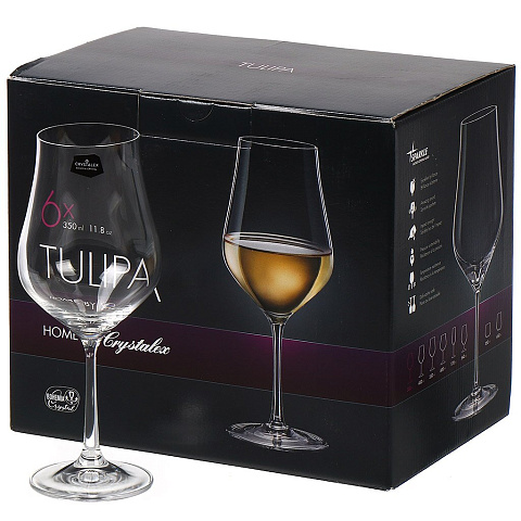 Бокал для вина, 350 мл, стекло, 6 шт, Bohemia, Tulipa, CR350101T/40894/350