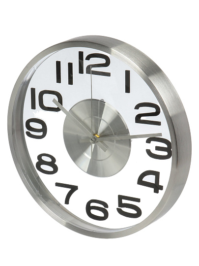 Часы настенные, кварцевые, 30х4.3 см, круглые, серебро, EG7764C-BM289S