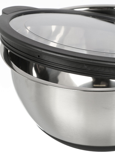 Набор мисок нержавеющая сталь, круглый, 3 шт, 16, 20, 24 см, с крышкой, Y4-11664