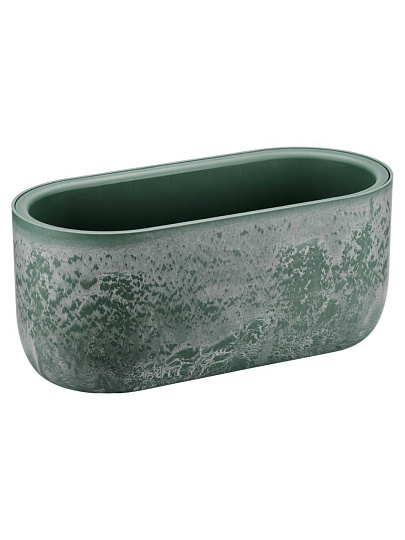 Кашпо пластик, 6 л, 38.5х18.6х16.2 см, овальное, зеленый слайн, Idea, Микрит, М 3274