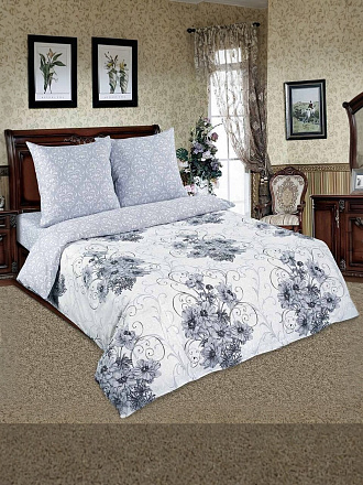 Постельное белье 2-спальное, простыня 160х200 см, 2 наволочки 70х70 см, пододеяльник 175х215 см, простыня на резинке, АртПостель, поплин, Лунная соната