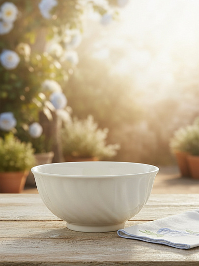 Салатник фарфор, кругл, 14 см, 0.4 л, Голубая роза Белый, Дулевский фарфор, 01730