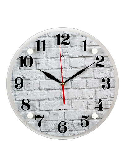 Часы настенные, кварцевые, 30 см, круглые, Рубин, Кирпичи, 3030-004