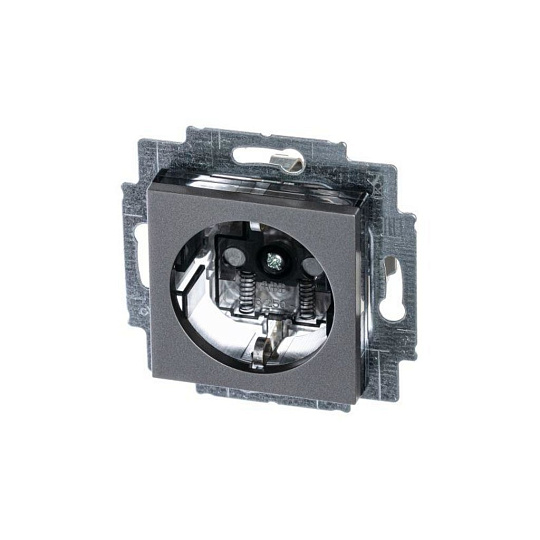 Розетка 1-м СП Levit 16А IP40 с заземл. защ. шторки сталь/дым. черн. ABB 2CHH203457A6069
