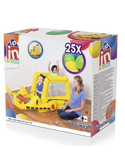Игровой центр 198х105х84 см, Бульдозер, с мячами, от 2 лет, Bestway, 52278