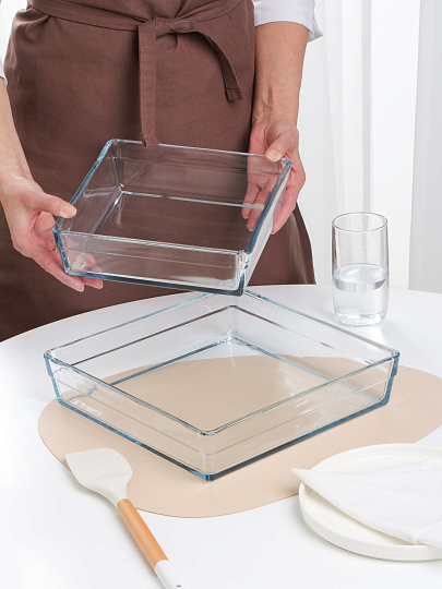 Форма для запекания стекло, 2 шт, прямоугольная, 22.7 см, 28.7 см, Borcam, 159129