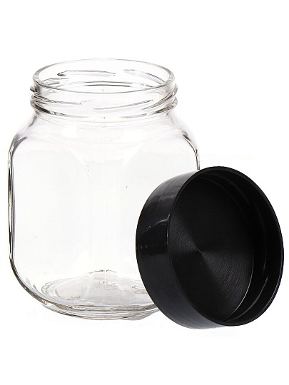 Банка для сыпучих продуктов, стекло, 0.65 л, с крышкой, крышка пластик, вкладыш, 00825-60000