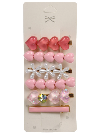 Набор заколок розовых цветочных, 6шт, A110117