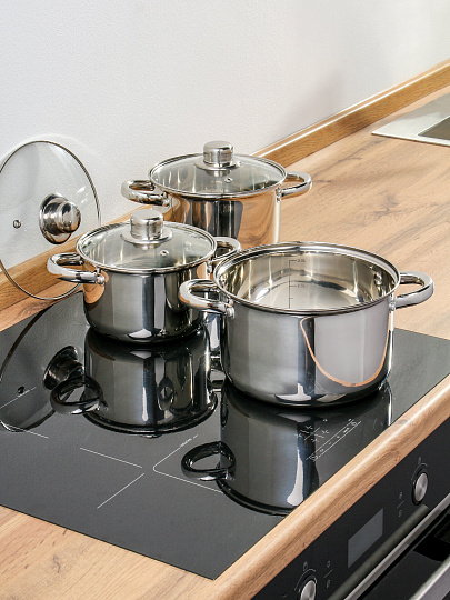 Набор посуды нержавеющая сталь, 6 предметов, кастрюли 1.9, 2.9, 3.9, DNN3, SD-A17-6