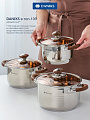 Набор посуды нержавеющая сталь, 6 предметов, кастрюли 2, 3, 4 л, индукция, Daniks, Веллингтон, GS-01415-6SE - фото 6