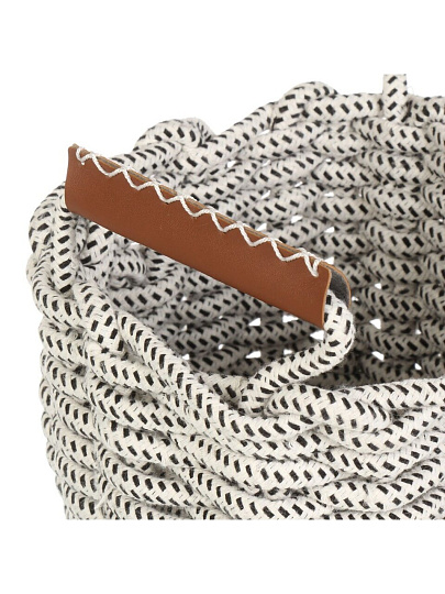 Корзина 22х15х17 см, круглая, плетеная, с кожаной ручкой, Y4-8944