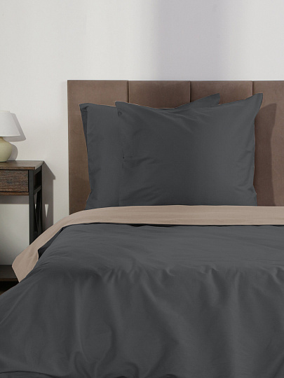 Наволочка 2 шт, Silvano, поплин, 100% хлопок, 70 х 70 см, темно-серая, 110 г/м2, Узбекистан