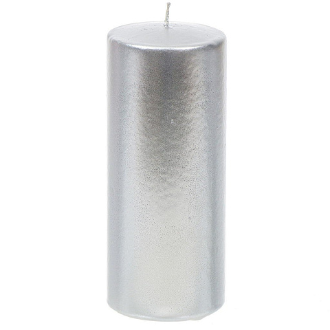 Свеча декоративная, 15х6 см, цилиндр, серебряная, 1380533100