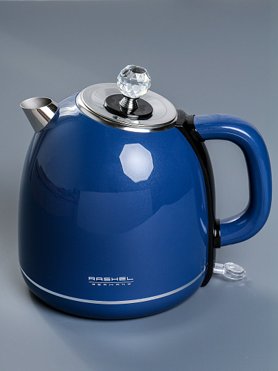 Чайник электрический RasheL, R-471-17, синий, 1.7 л, 1800 Вт, скрытый нагревательный элемент, нержавеющая сталь