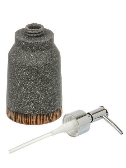 Дозатор для жидкого мыла Серый/дерево, полистоун, 7.9x7.9x11.8/17.9 см, BRE0953AA-LD