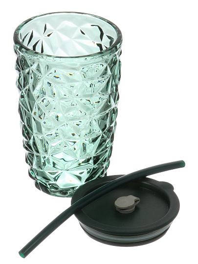 Стакан 400 мл, стекло, Лед, с трубочкой, B060527