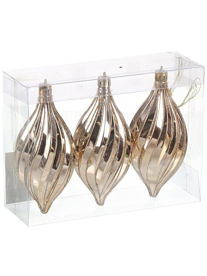 Набор елочных украшений Веретено, 3 шт, шампань, 11х6 см, пластик, SYQD1- 0124016