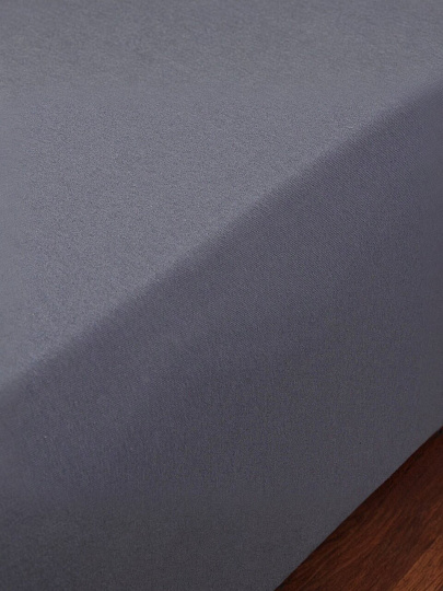 Простыня евро, 180х200х20 см, 100% хлопок, трикотаж, 120 г/м2, на резинке, Silvano, Графит, ПТр180*200