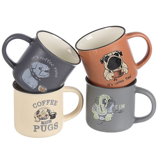 Кружка керамика, 4 шт, 325 мл, Догс, Daniks, BR562/3797P