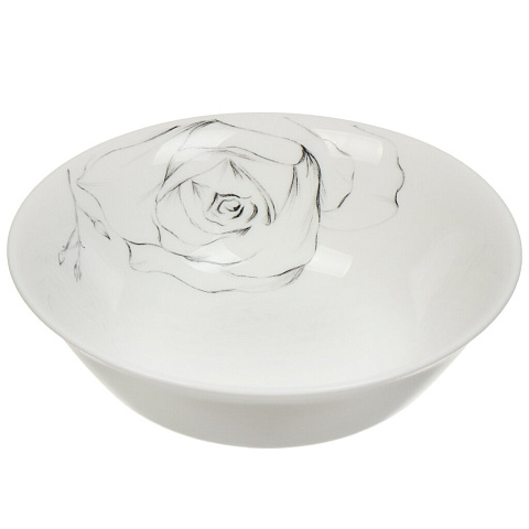 Салатник стекло, круглый, 16.5 см, Эскиз розы, NRW65T/4, белый