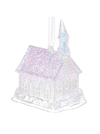 Елочное украшение Домик, перламутр, 7х6х10 см, пластик, Y4-9462