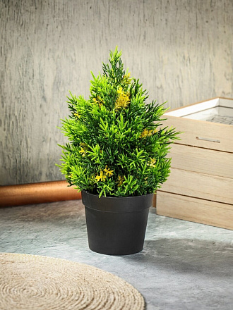 Цветок искусственный декоративный Туя, в кашпо, 7х26 см, Y6-10384