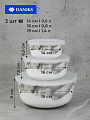 Салатник стеклокерамика, круглый, 3 шт, 9 см, 19,16,14 см, 0.5,0.8,1.4 л, с крышкой, Флюид, Daniks, серый - фото 2