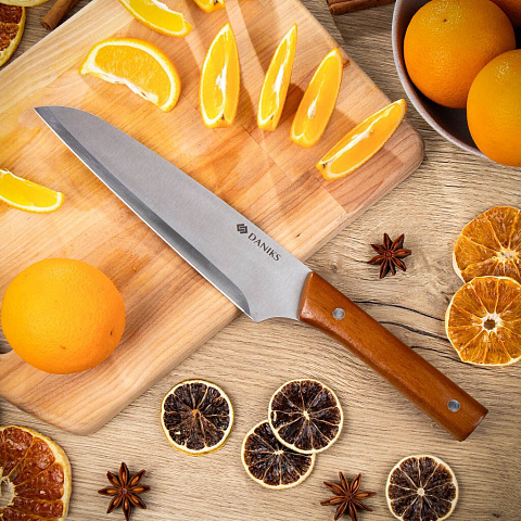 Нож кухонный Daniks, Карелия, шеф-нож, нержавеющая сталь, 20 см, рукоятка дерево, JA20200152-1