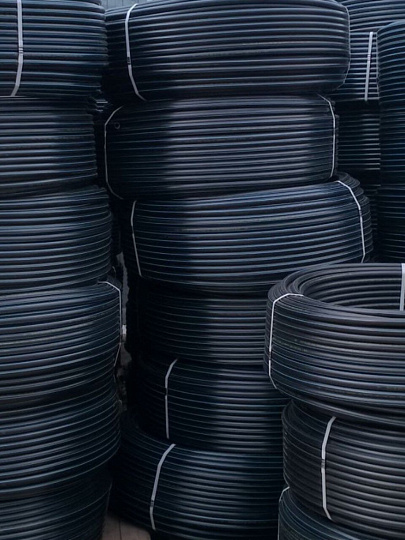 ПНД труба d25х2.3 мм, питьевая с синей полосой, 100 м, Трубы Черноземья