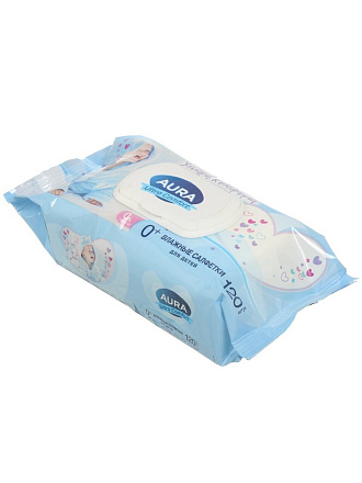 Салфетки влажные Aura, Ultra Comfort, Алое+Витамин Е, детские, 120 шт, 14847