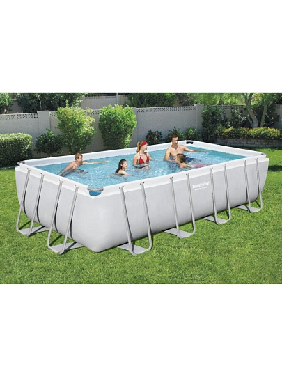 Бассейн каркасный Bestway, 549х274х122 см, Power Steel Rectangular, 56465, фильтр-насос, лестница, тент, 14812 л, поплавок-дозатор