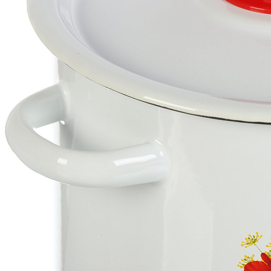 Кастрюля эмалированная сталь, 3.5 л, крышка сталь, цилиндрическая, Сибирские товары, Маки, С1612.3*67